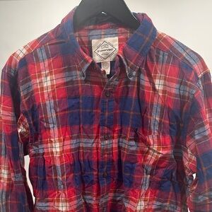 St. John's Bay Rustic Plaid Flannel Shirt in Navy and Crimson